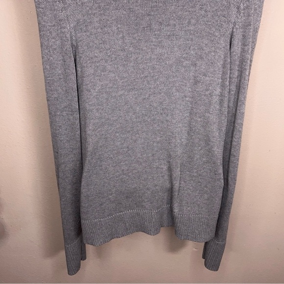 Petite Large Talbots Grey Silver Studded Cardigan Sweater Knit Zip Front Closure - Picture 9 of 13